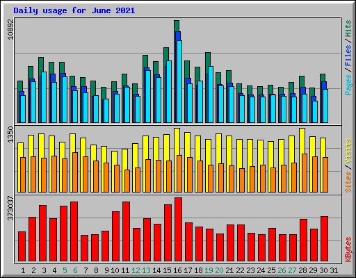 Daily usage for June 2021