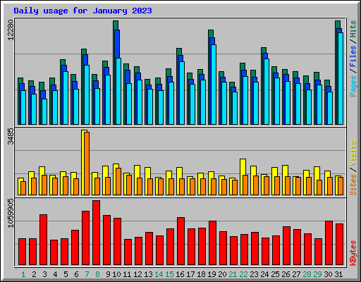 Daily usage for January 2023