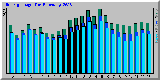 Hourly usage for February 2023
