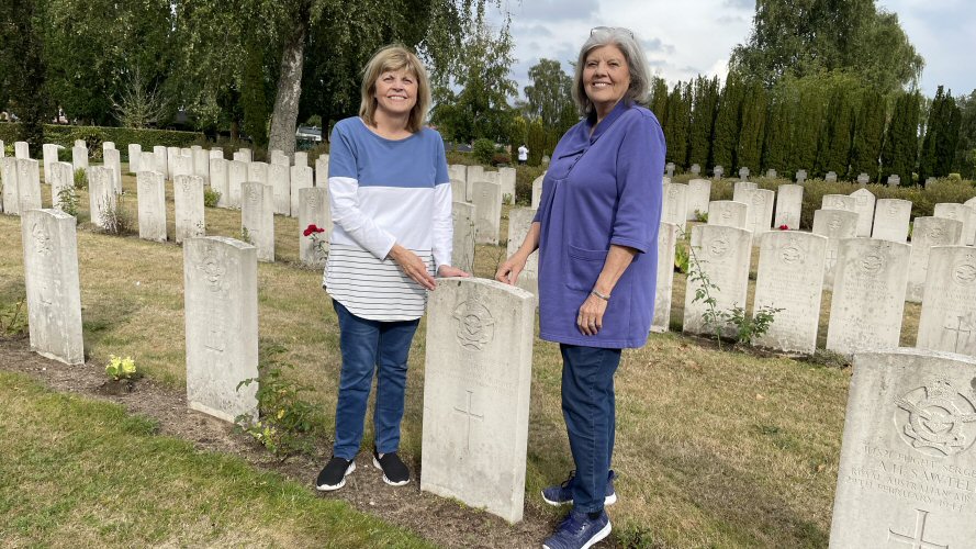 Nieces at grave 2022